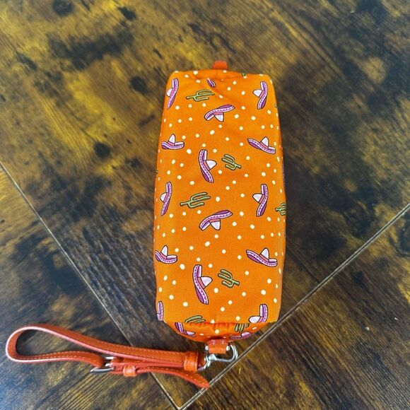 Prada Tessuto Nylon Wristlet Pouch Bag Orange Sombreros Cactus Colorful Festive - Picture 8 of 16